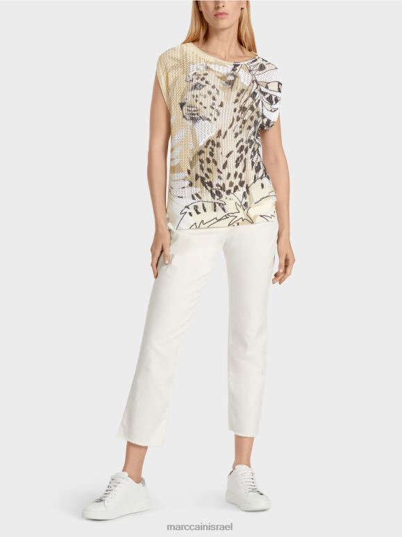 חול עמוק Marc Cain סוודר 100% תוצרת גרמניה הַלבָּשָׁה 62FRR1152