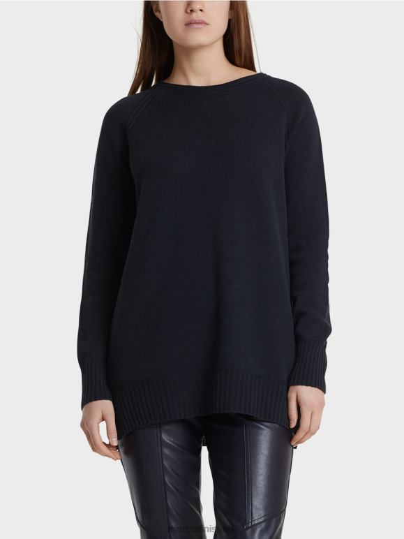 כחול חצות Marc Cain סוודר 100% תוצרת גרמניה הַלבָּשָׁה 62FRR1217