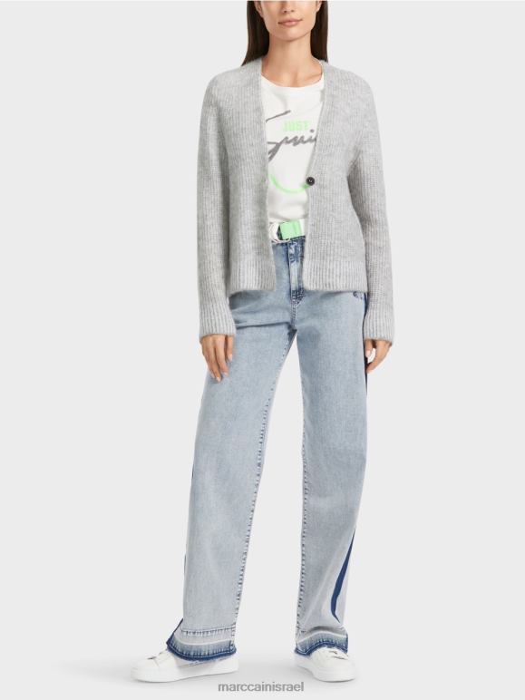 אפור כסוף Marc Cain קרדיגן 100% תוצרת גרמניה הַלבָּשָׁה 62FRR329