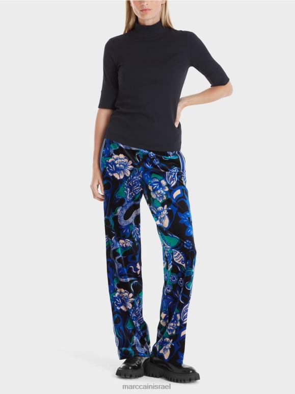 כחול חצות Marc Cain חולצה עם צווארון עמיד ושרוולים 3/4 הַלבָּשָׁה 62FRR1230