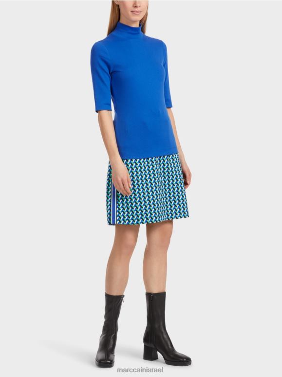 כחול רויאל בהיר Marc Cain חולצה עם צווארון עמיד ושרוולים 3/4 הַלבָּשָׁה 62FRR1232