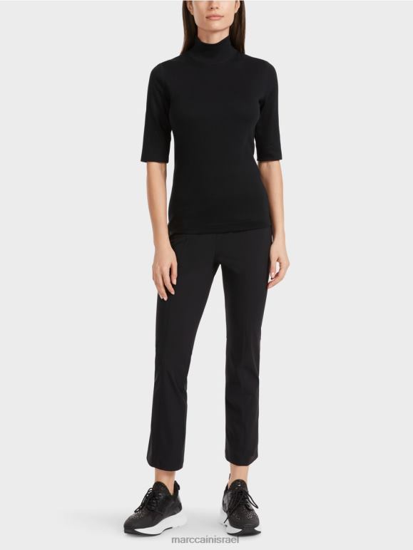 שָׁחוֹר Marc Cain חולצה עם צווארון עמיד ושרוולים 3/4 הַלבָּשָׁה 62FRR1311