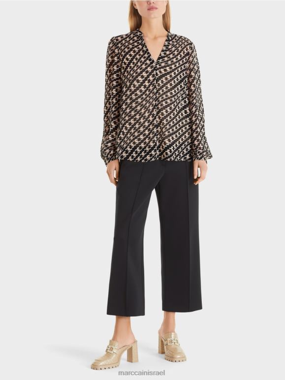 שָׁחוֹר Marc Cain חולצה בדוגמה גיאומטרית הַלבָּשָׁה 62FRR1005