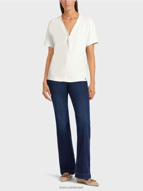 צבע קרם Marc Cain חלק עליון קימונו רגיל הַלבָּשָׁה 62FRR1015