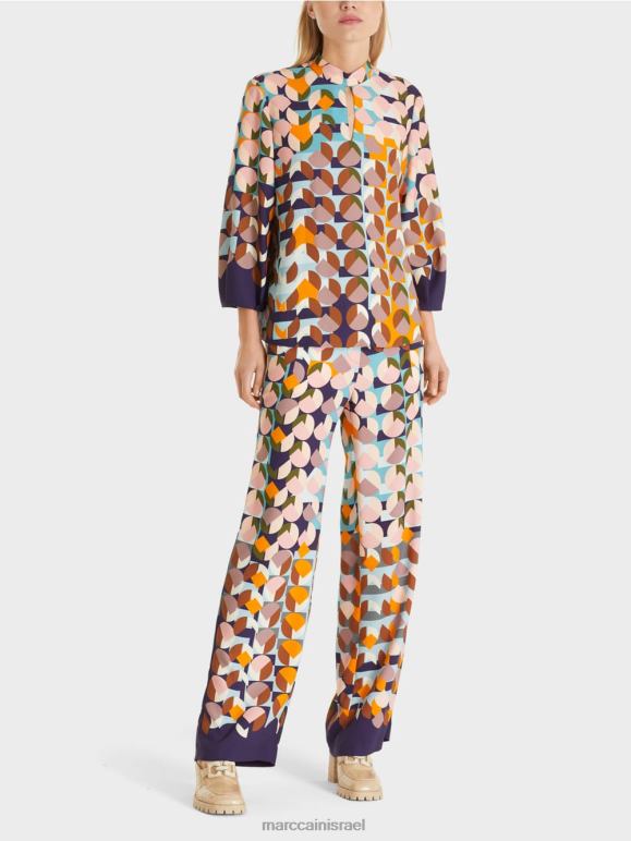 סגול מלכותי Marc Cain חולצה עם הדפס גרפי הַלבָּשָׁה 62FRR1017