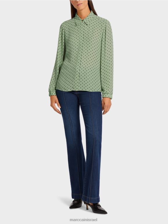אבקת מנטה Marc Cain חולצה מנוקדת מסוגננת הַלבָּשָׁה 62FRR1024