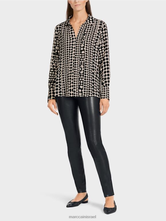 שָׁחוֹר Marc Cain שמלת טוניקה בעיצוב אופ-ארט הַלבָּשָׁה 62FRR1025