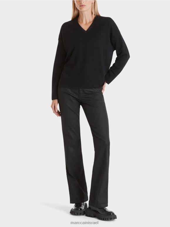 שָׁחוֹר Marc Cain סוודר - סרוג בגרמניה הַלבָּשָׁה 62FRR1035