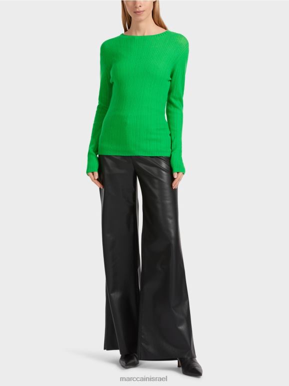 ירוק תפוח כהה Marc Cain סוודר צוואר עגול "לחשוב מחדש ביחד". הַלבָּשָׁה 62FRR1038