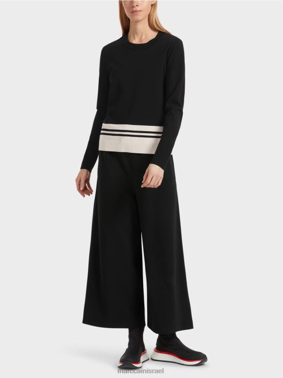 שחור ולבן Marc Cain סוודר צמר "לחשוב מחדש ביחד". הַלבָּשָׁה 62FRR1052