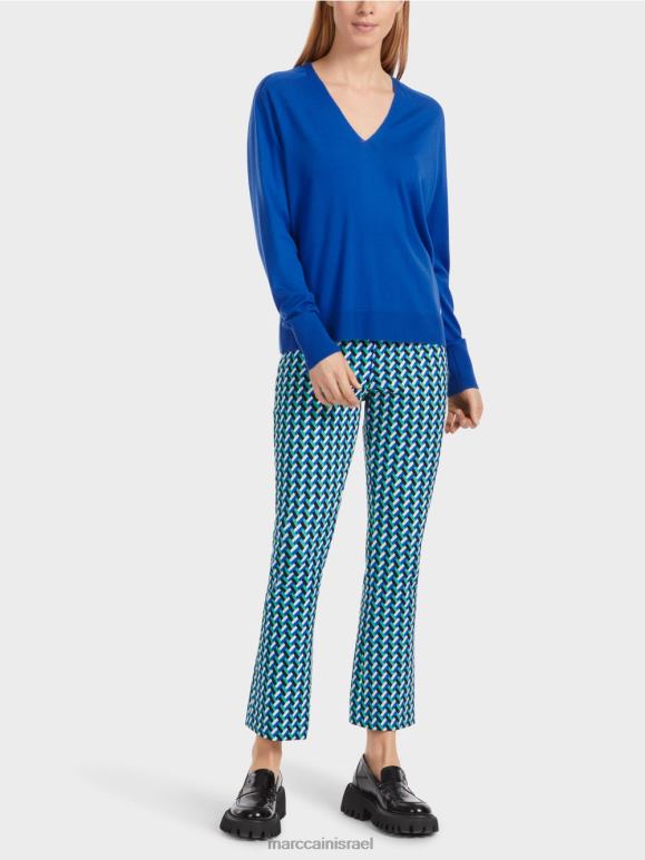 כחול רויאל בהיר Marc Cain סוודר סרוג "לחשוב מחדש ביחד". הַלבָּשָׁה 62FRR1058