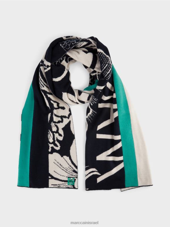 פריחת השקדיה Marc Cain צעיף סריג עדין מעוצב הַלבָּשָׁה 62FRR1068