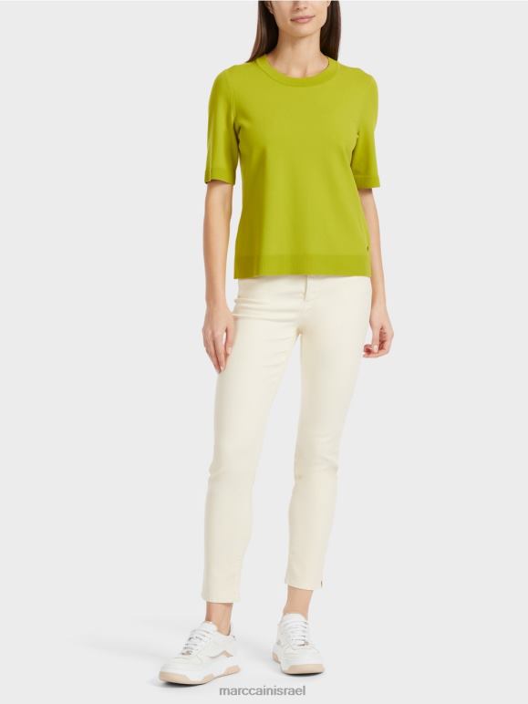 ירוק זית עז Marc Cain סוודר עם שרוולים קצרים "לחשוב מחדש ביחד". הַלבָּשָׁה 62FRR1073