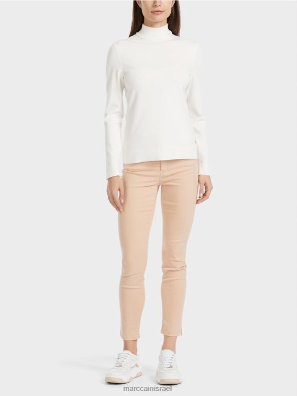 צבע קרם Marc Cain סוודר "לחשוב מחדש ביחד" סרוג עדין הַלבָּשָׁה 62FRR1076