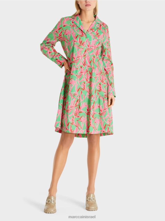 ירקן בהיר Marc Cain שמלת מידי עם דשים הַלבָּשָׁה 62FRR108
