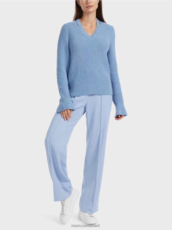 שמי קיץ כהים Marc Cain סוודר אלגנטי סרוג בגרמניה הַלבָּשָׁה 62FRR1085