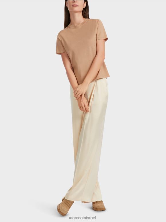 טופי בהיר Marc Cain סוודר "לחשוב מחדש ביחד" עם שרוולים קצרים הַלבָּשָׁה 62FRR1091