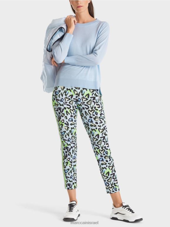 כחול אבקה רכה Marc Cain סוודר "לחשוב מחדש ביחד" סרוג עדין הַלבָּשָׁה 62FRR1098