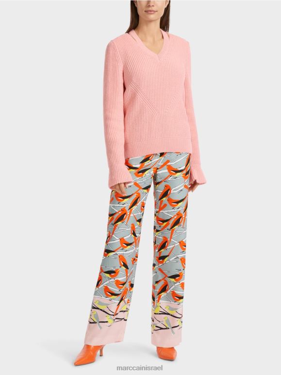 ורוד פודרה רכה Marc Cain סוודר אלגנטי סרוג בגרמניה הַלבָּשָׁה 62FRR1117