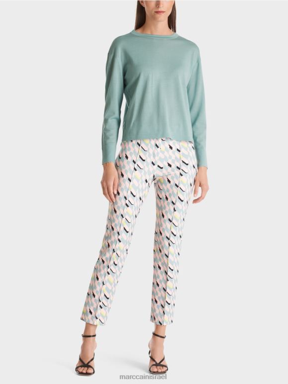 שמיים כחולים כהים Marc Cain סוודר "לחשוב מחדש ביחד". הַלבָּשָׁה 62FRR1120