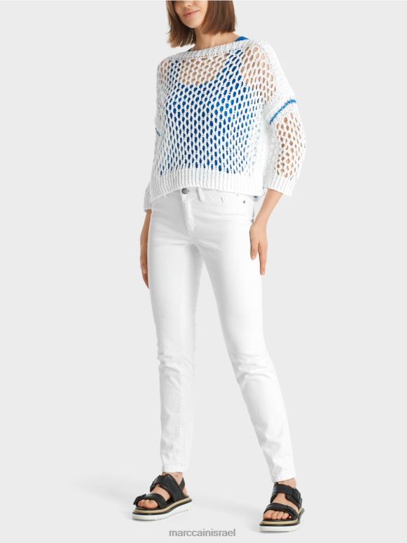 לבן Marc Cain קרדיגן מחורר סרוג בגרמניה הַלבָּשָׁה 62FRR1124