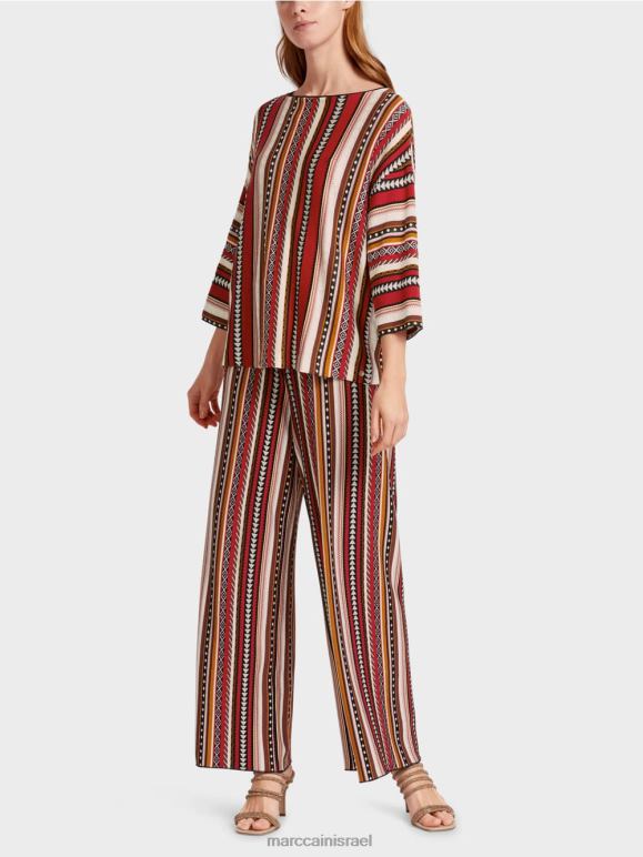 אדום עמוק Marc Cain סוודר "סרוג בגרמניה" הַלבָּשָׁה 62FRR1130