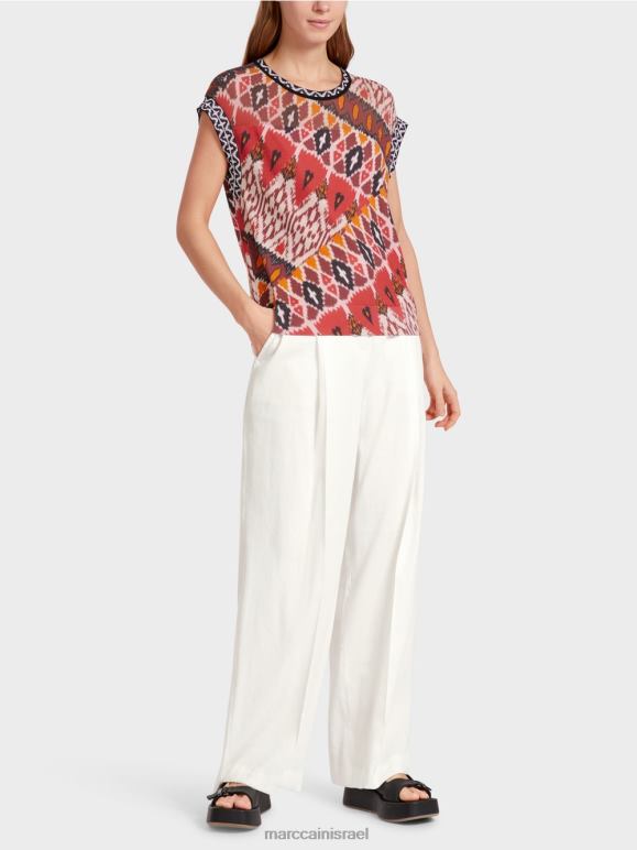 אדום עמוק Marc Cain סוודר "סרוג בגרמניה" הַלבָּשָׁה 62FRR1131