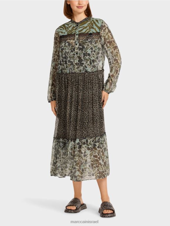 צוהר רך Marc Cain שמלת קומות ארוכה עם שילוב דפוסים הַלבָּשָׁה 62FRR114