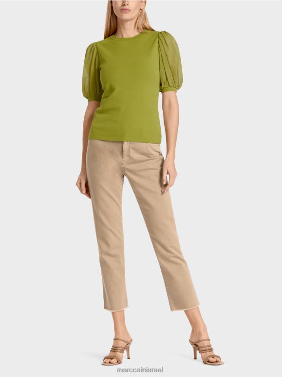 ירוק זית עמוק Marc Cain סוודר "לחשוב מחדש ביחד" נשי הַלבָּשָׁה 62FRR1145