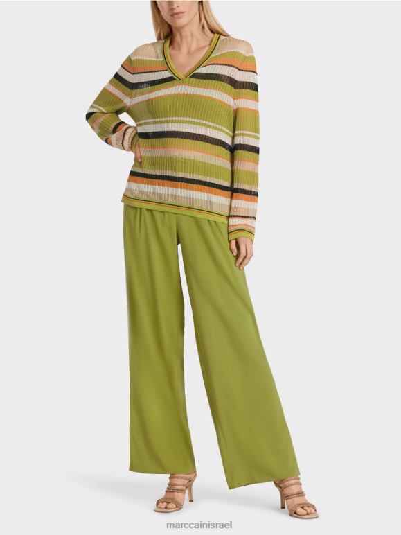 ירוק זית עמוק Marc Cain סוודר "סרוג בגרמניה" הַלבָּשָׁה 62FRR1147