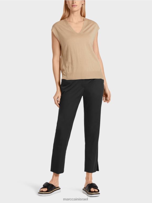 חול עמוק Marc Cain סוודר סרוג עדין ללא שרוולים הַלבָּשָׁה 62FRR1151