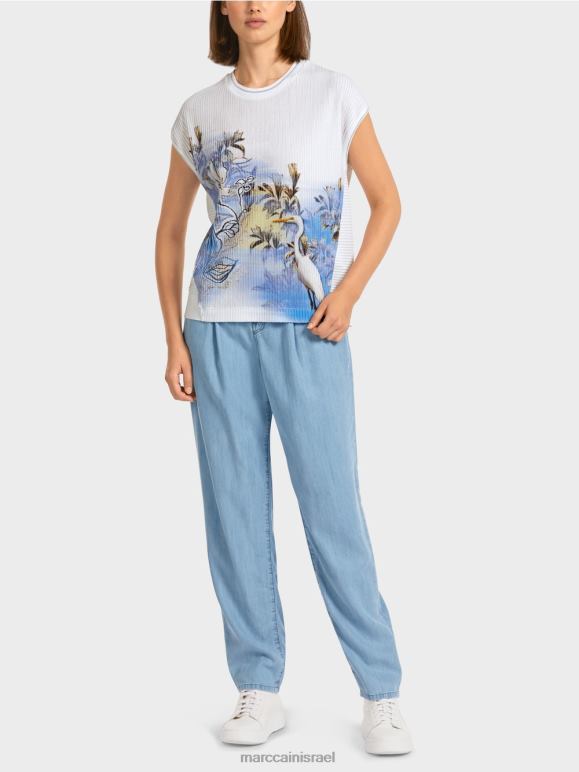 כחול פודרה בהיר Marc Cain סוודר "סרוג בגרמניה" הַלבָּשָׁה 62FRR1159