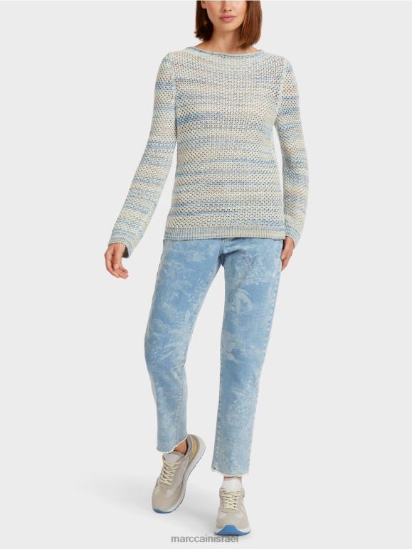 כחול פודרה בהיר Marc Cain סוודר "סרוג בגרמניה" הַלבָּשָׁה 62FRR1160