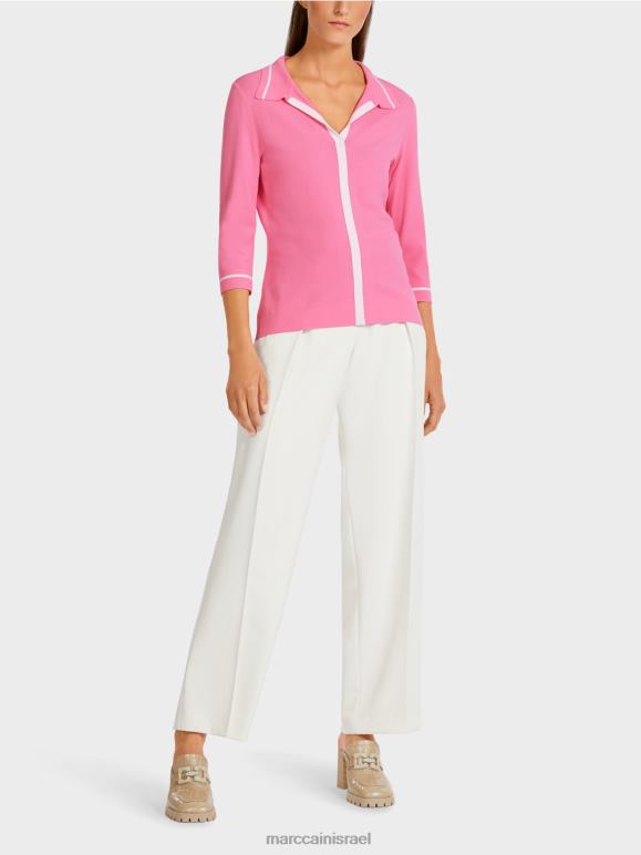 ורוד בהיר Marc Cain חולצת פולו סרוגה "לחשוב מחדש". הַלבָּשָׁה 62FRR1168
