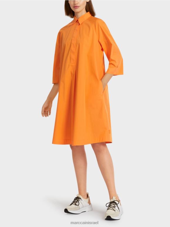 כתום בהיר Marc Cain שמלת חולצה "לחשוב מחדש ביחד". הַלבָּשָׁה 62FRR117