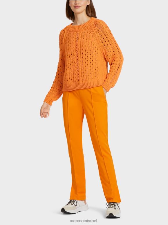 כתום בהיר Marc Cain סוודר מעוצב "סרוג בגרמניה" הַלבָּשָׁה 62FRR1177