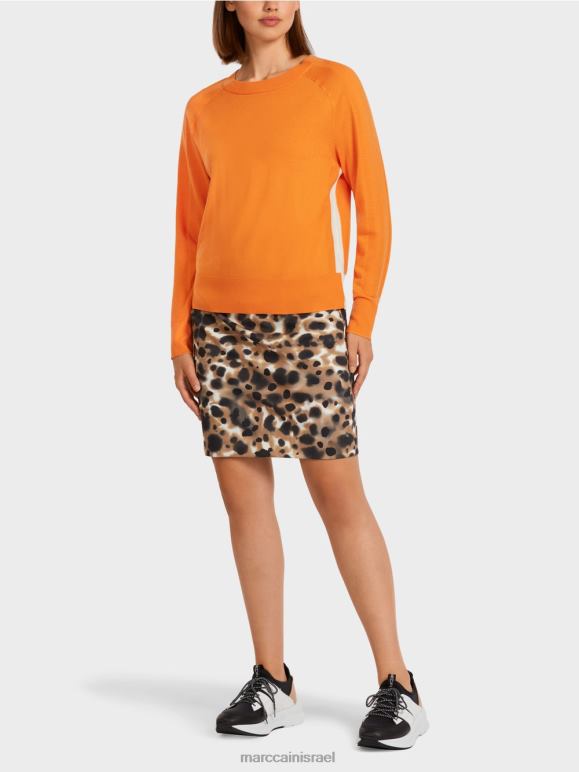 כתום בהיר Marc Cain סוודר בתערובת חומרים יוקרתית הַלבָּשָׁה 62FRR1178