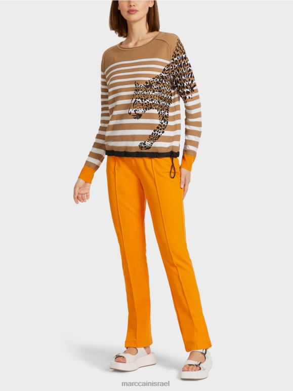 קפה קל Marc Cain סוודר פסים "סרוג בגרמניה" הַלבָּשָׁה 62FRR1181