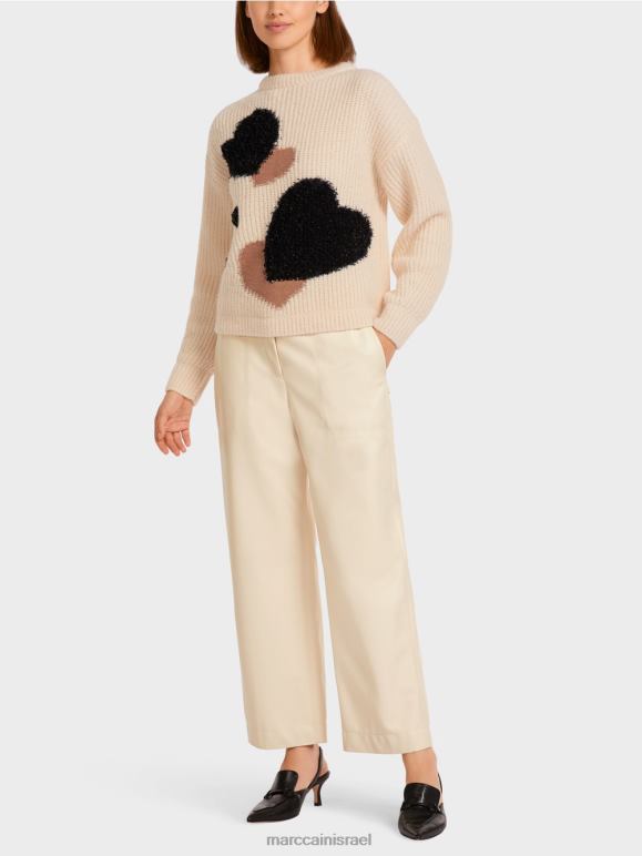 קרם Marc Cain סוודר עם לב "סרוג בגרמניה" הַלבָּשָׁה 62FRR1193