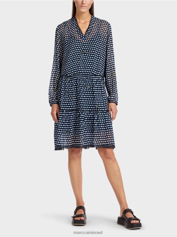 שָׁחוֹר Marc Cain שמלה מנוקדת בקרפ ויסקוזה הַלבָּשָׁה 62FRR120