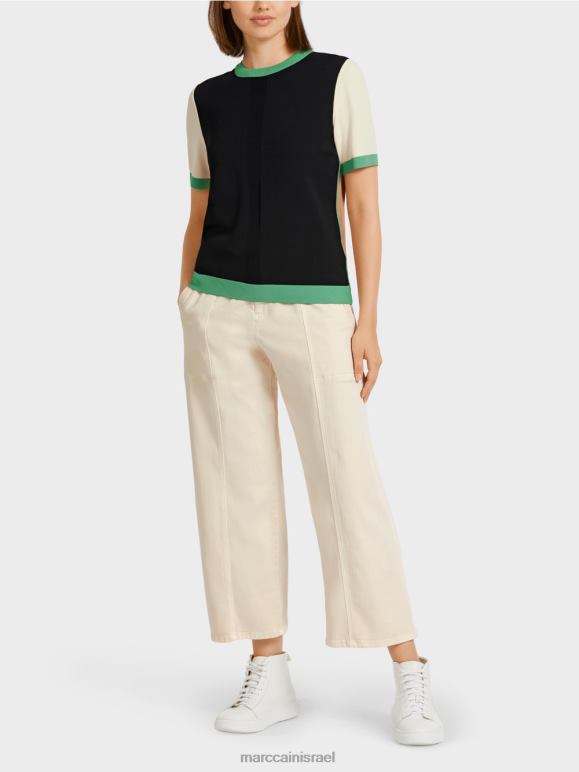 שָׁחוֹר Marc Cain סוודר בלוק צבעוני "לחשוב מחדש ביחד". הַלבָּשָׁה 62FRR1201