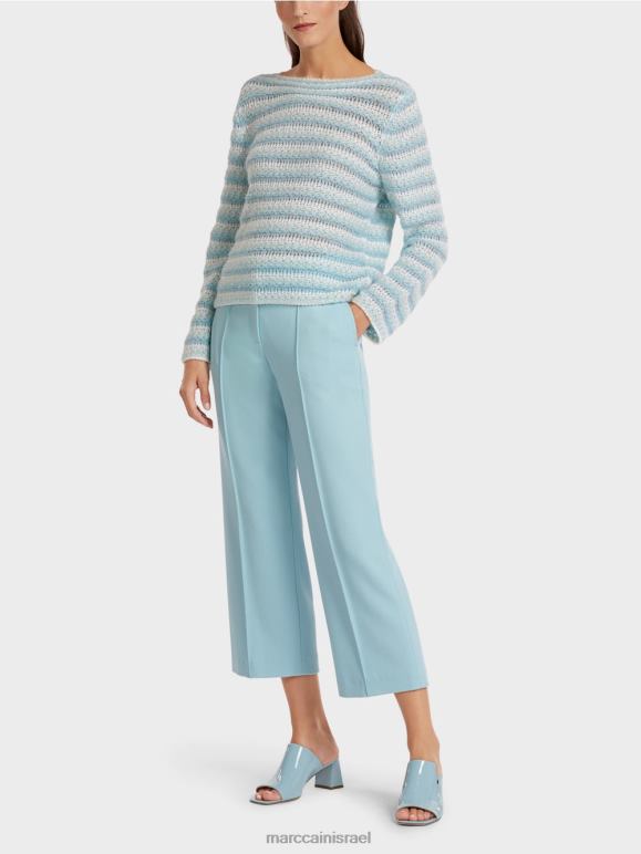 כחול אטמוספרי Marc Cain סוודר פסים "סרוג בגרמניה" הַלבָּשָׁה 62FRR1205