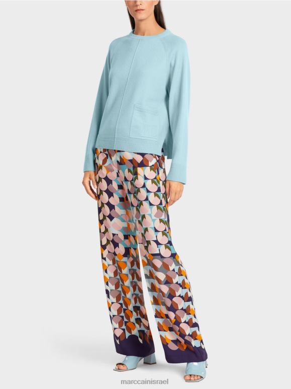 כחול אטמוספרי Marc Cain סוודר צמר וקשמיר אלגנטי הַלבָּשָׁה 62FRR1206