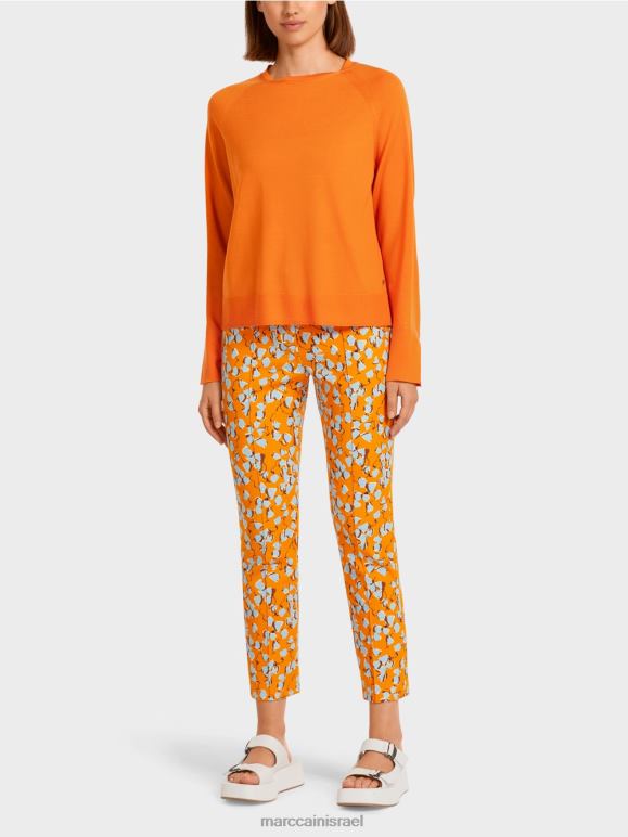 כתום שקוף Marc Cain סוודר סרוג עם שסע שרוולים ניגודיות הַלבָּשָׁה 62FRR1209