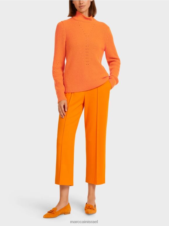 כתום שקוף Marc Cain סוודר צמר "סרוג בגרמניה" הַלבָּשָׁה 62FRR1211