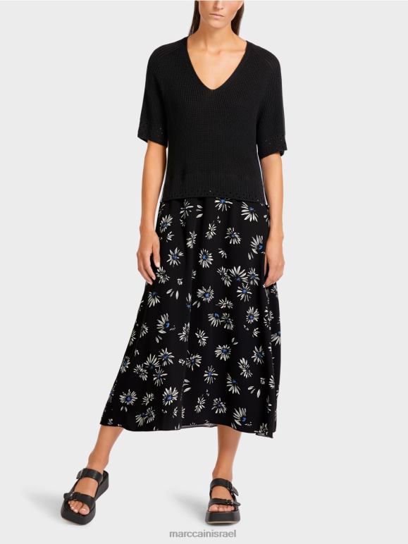 שָׁחוֹר Marc Cain שמלה "סרוגה בגרמניה" הַלבָּשָׁה 62FRR122