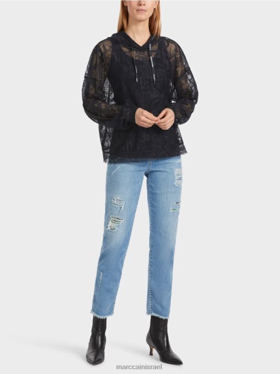 כחול חצות Marc Cain קפוצ'ון תחרה מטול הַלבָּשָׁה 62FRR1220