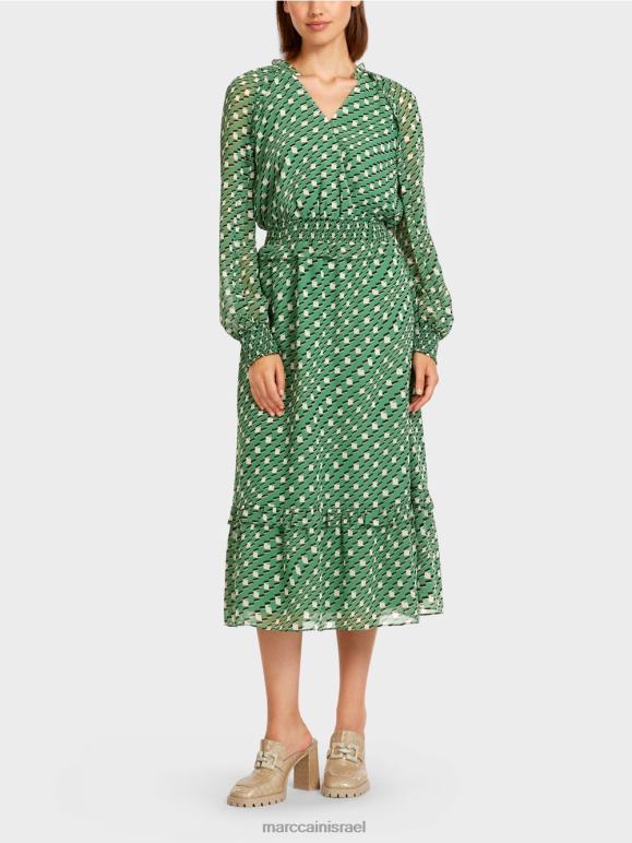 ירוק אזוב Marc Cain שמלה ארוכה בעיצוב גיאומטרי הַלבָּשָׁה 62FRR124