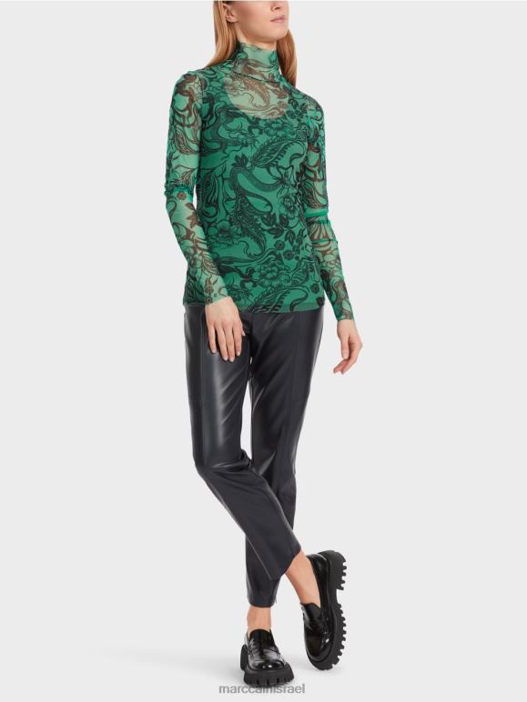 אֵימָל Marc Cain שרוול ארוך טול מודפס הַלבָּשָׁה 62FRR1244