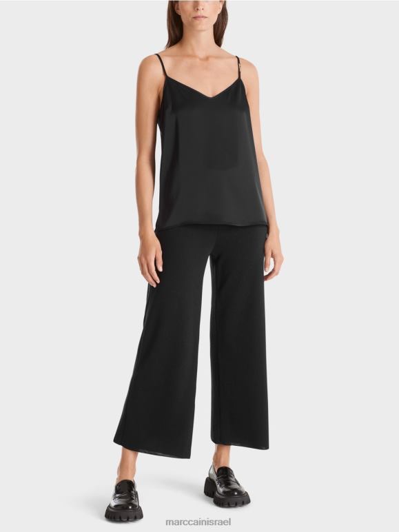 שָׁחוֹר Marc Cain חלק עליון עם שרשרת דקה הַלבָּשָׁה 62FRR1248